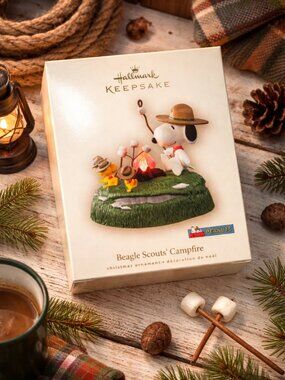 Snoopy Beagle Scouts Campfire Peanuts Hallmark Ornament